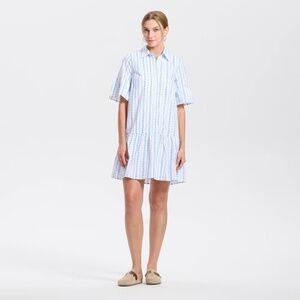 Women's Elbow Sleeve Poplin Mini Shirtdress - Universal Thread White/Blue S